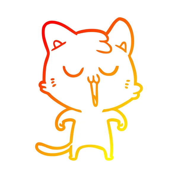 Chaud gradient ligne dessin dessin animé chat chant — Image vectorielle