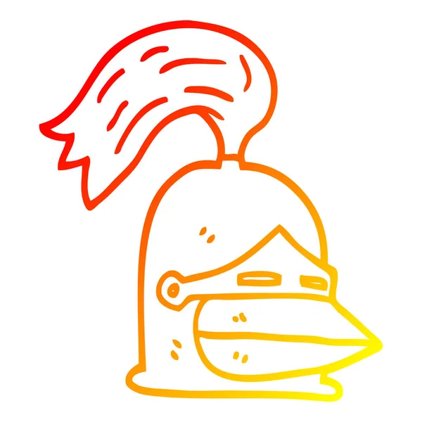 Chaud dégradé ligne dessin dessin dessin animé casque doré — Image vectorielle