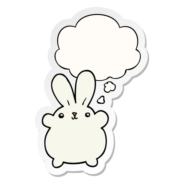 Cute cartoon rabbit and thought bubble as a printed sticker — Stock Vector