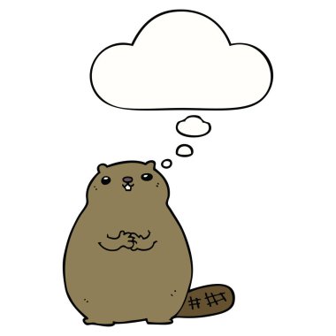 karikatür kunduz ve düşünce balonu