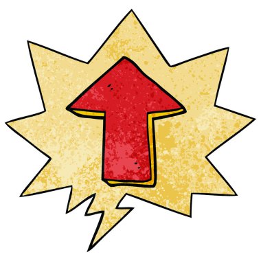 retro doku tarzında karikatür işaret ok ve konuşma balonu