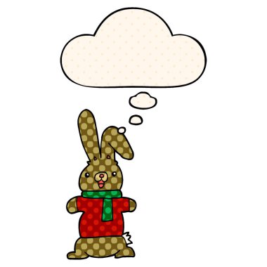 çizgi film tavşan ve çizgi roman tarzında düşünce balonu