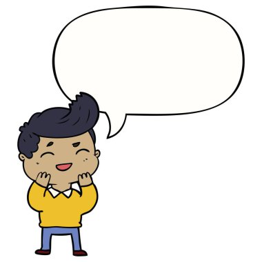 karikatür adam gülme ve konuşma balonu