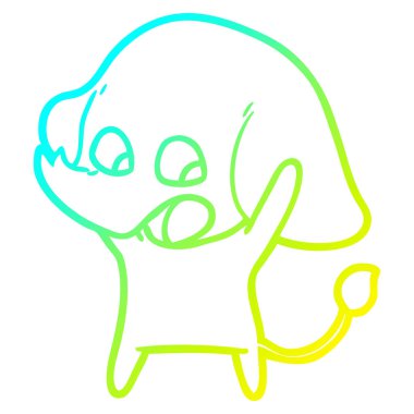 soğuk degrade çizgi çizim sevimli karikatür fil