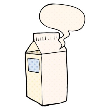 çizgi film süt kartonu ve çizgi roman tarzında konuşma balonu