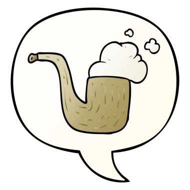 düzgün degrade st karikatür eski sigara boru ve konuşma balonu