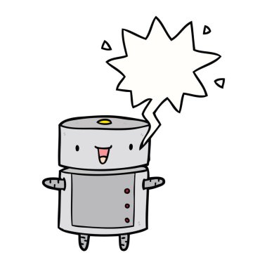 sevimli karikatür robot ve konuşma balonu