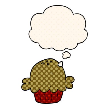 çizgi roman tarzında karikatür pasta ve düşünce balonu