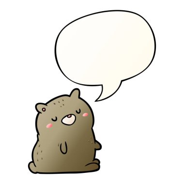 pürüzsüz degrade tarzında sevimli karikatür ayı ve konuşma balonu