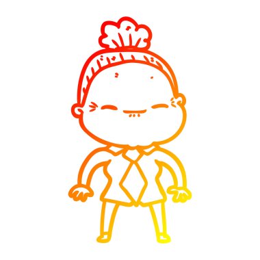 sıcak degrade çizgi çizim karikatür barışçıl yaşlı kadın