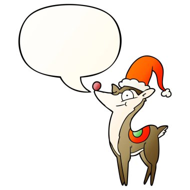 düzgün degrade karikatür noel geyiği ve konuşma balonu 