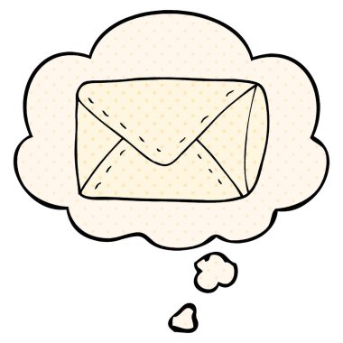 çizgi film zarfı ve çizgi roman tarzında düşünce balonu