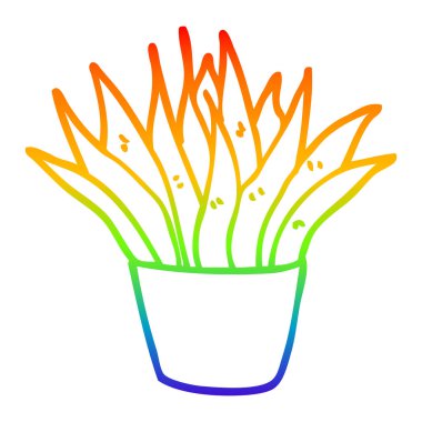 gökkuşağı gradyan çizgi çizim karikatür ev bitki