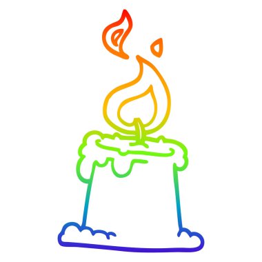 gökkuşağı degrade çizgi çizim karikatür yanan mum