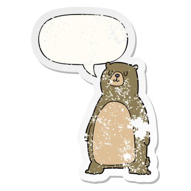 karikatür ayı ve konuşma balonu sıkıntılı etiket