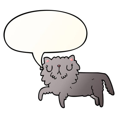 düzgün degrade tarzında karikatür kedi ve konuşma balonu