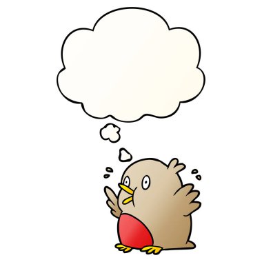 çizgi film heyecanlı robin ve pürüzsüz degrade stil de kabarcık düşünce