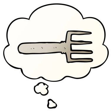 çizgi film çatalı ve pürüzsüz degrade tarzında düşünce balonu