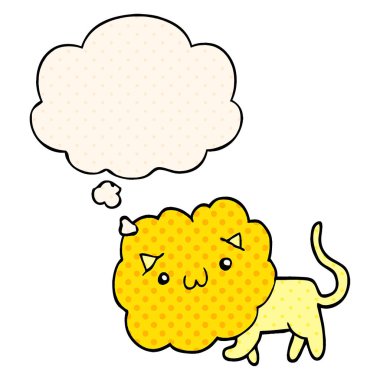 çizgi film aslan ve çizgi roman tarzında düşünce balonu