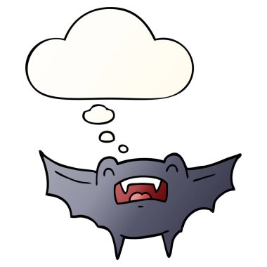 karikatür vampir yarasa ve pürüzsüz degrade tarzında kabarcık düşünce