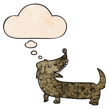 karikatür köpek ve grunge doku desen tarzında düşünce balonu