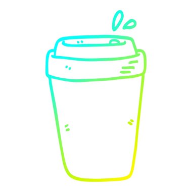 soğuk degrade çizgi çizim karikatür kahve fincanı