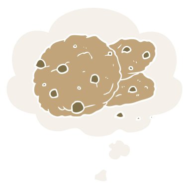 karikatür çerezleri ve retro tarzında düşünce balonu