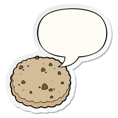 karikatür bisküvi ve konuşma kabarcık etiket