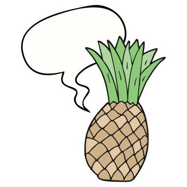 karikatür ananas ve konuşma balonu