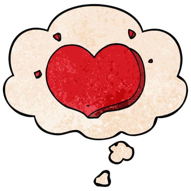 karikatür aşk kalp ve grunge doku desen düşünce balonu 