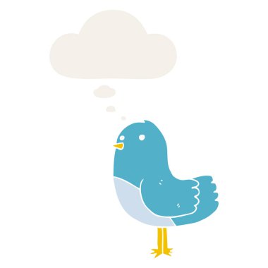 retro tarzında karikatür kuş ve düşünce balonu