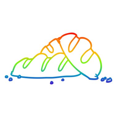 taze pişmiş ekmek somunları çizim gökkuşağı gradyan çizgi