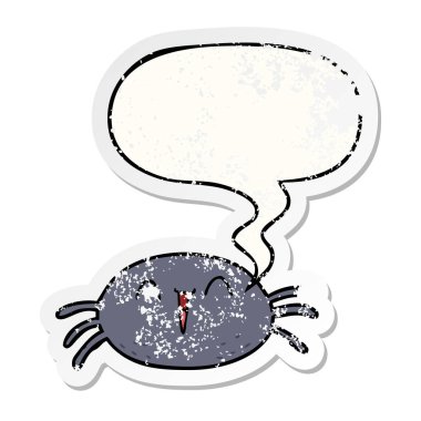 karikatür halloween örümcek ve konuşma balonu sıkıntılı etiket