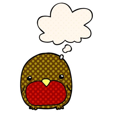 sevimli karikatür penguen ve çizgi roman tarzında kabarcık düşünce