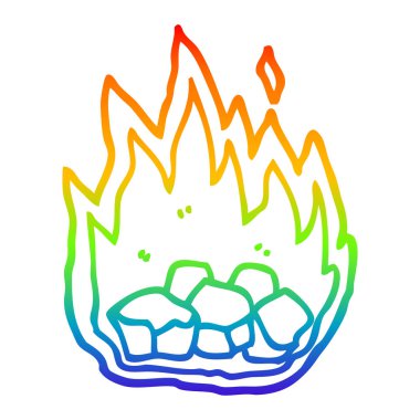 gökkuşağı gradyan çizgi çizim karikatür yanan kömürler