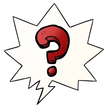 çizgi film soru işareti ve konuşma balonu düzgün degrade tarzında