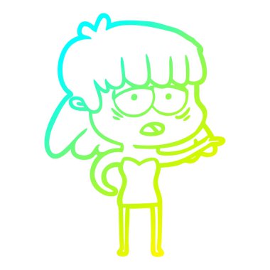 soğuk degrade çizgi çizim karikatür yorgun kadın