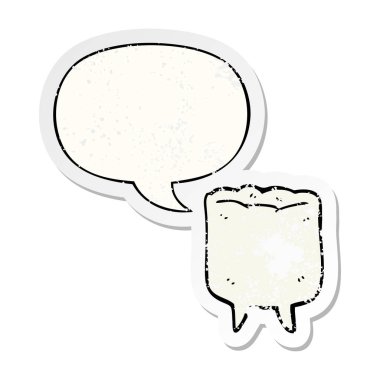 karikatür diş ve konuşma balonu sıkıntılı etiket