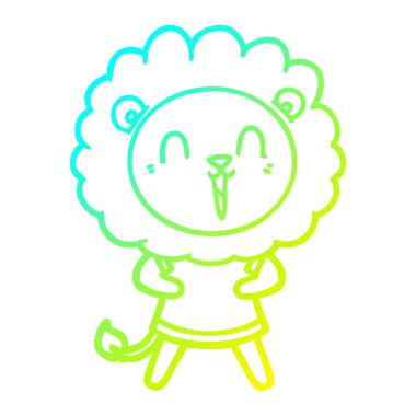 soğuk degrade çizgi çizim gülen aslan karikatür