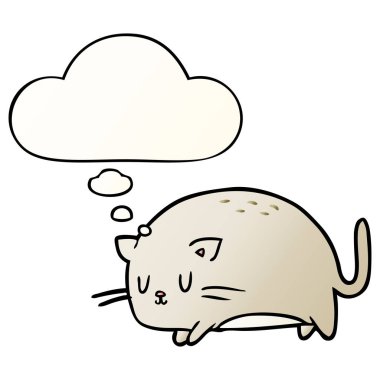 sevimli karikatür kedi ve pürüzsüz degrade tarzında kabarcık düşünce