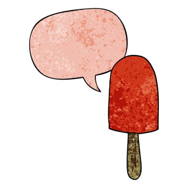 retro doku tarzında karikatür lolipop ve konuşma balonu