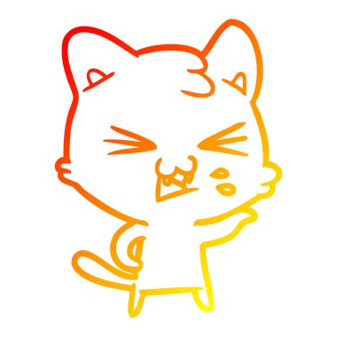 sıcak degrade çizgi çizim karikatür kedi hissing