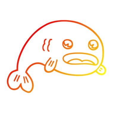 sıcak degrade çizgi çizim karikatür balık