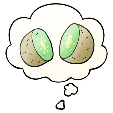 karikatür kivi ve pürüzsüz degrade tarzında düşünce balonu