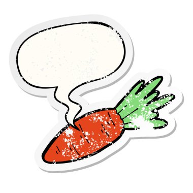 karikatür havuç ve konuşma balonu sıkıntılı etiket