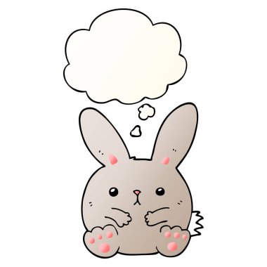 çizgi film tavşan ve pürüzsüz degrade tarzında düşünce balonu