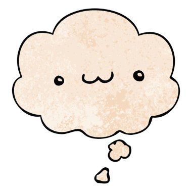 mutlu karikatür ifade ve grunge doku pa düşünce balonu