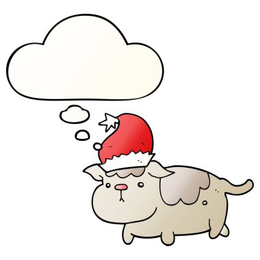 sevimli noel köpek ve pürüzsüz degrade tarzında kabarcık düşünce