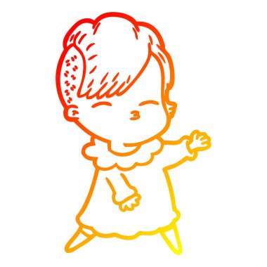 sıcak degrade çizgi çizim karikatür şaşı kız