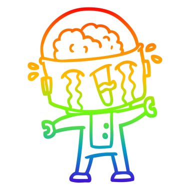 gökkuşağı gradyan çizgi çizim karikatür ağlayan robot